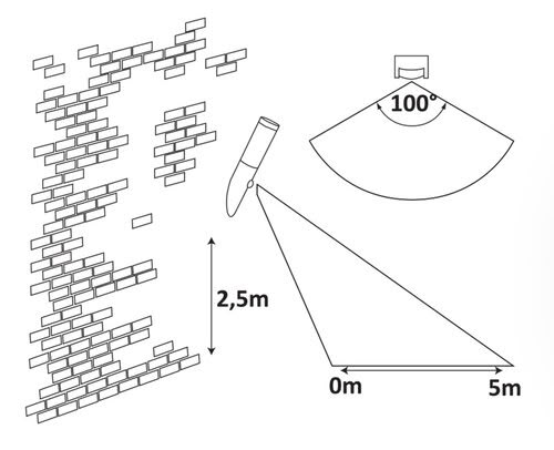 Svietidlo nástenné so senz. Torch 8146 max.25W E27 230V IP44 matná čierna