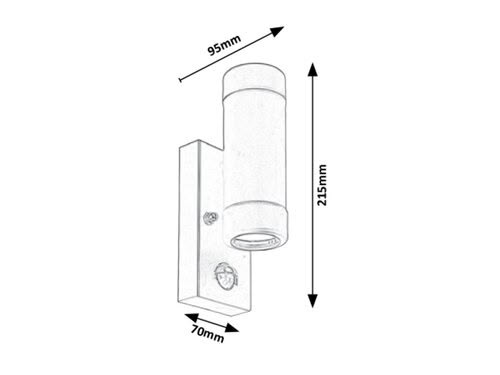 Svietidlo nástenné so senz. Medina 8835 max.2x10W GU10 230V IP44 matná čierna