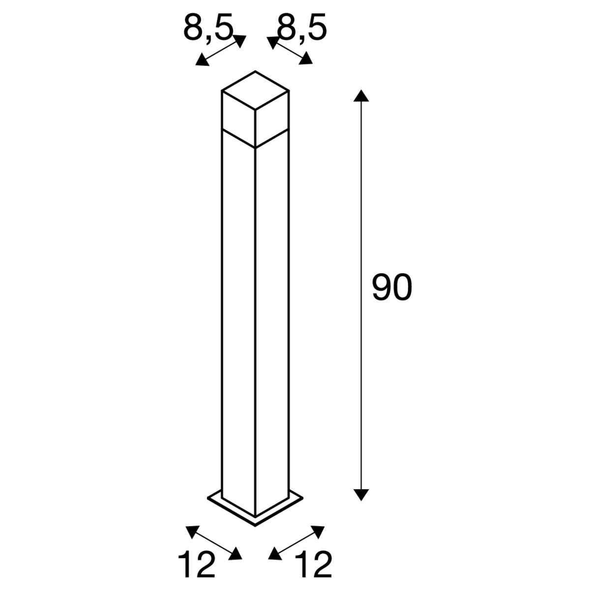 Svietidlo stĺpikové GRAFIT E27 90 Pole square max.11W E27 230V IP44 antracit