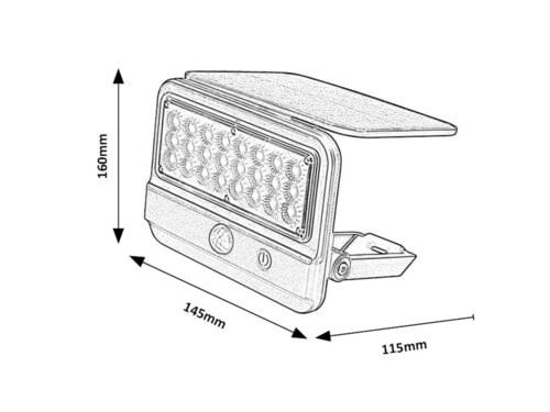 Svietidlo LED nástenné solárne so senz. Flaxton 77040 7W 700lm 4000K 230V IP54 čierna